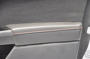Door trim card front right Ford Fusion mk5 13-16 black with black insert cloth, armrest leather, molding gray gloss, red stitching, scratches