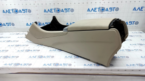 Console central armrest Mercedes GLC 16-19 beige leather, scratches, needs cleaning, chrome is swollen