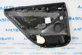 Door trim card rear right Hyundai Sonata 11-15 black with gray insert leather, armrest leather, black molding structure, scratch