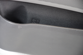 Door trim card rear right Hyundai Sonata 11-15 black with gray insert leather, armrest leather, black molding structure, scratch