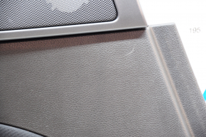 Door trim card rear left Ford Fusion mk5 13-16 black with black insert cloth, armrest leather, molding gray gloss, red stitching, scratches