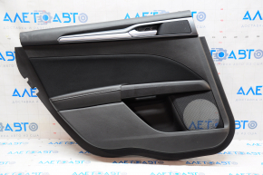Door trim card rear left Ford Fusion mk5 13-16 black with black insert cloth, armrest leather, molding gray matte, scratches