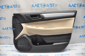 Door trim card front right Subaru Legacy 15-19 black with beige insert cloth, armrest leather, gray molding structure, scratches, for cleaning