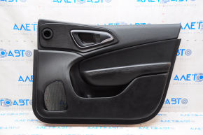 Door trim card front right Chrysler 200 15-17 black with black insert cloth, armrest leather, molding under wood black gloss, scratches