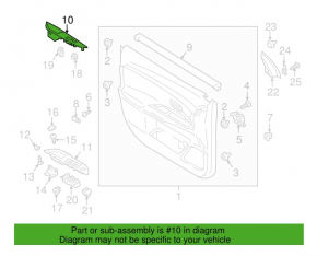 Front right window lift control trim Mitsubishi Outlander 14-20