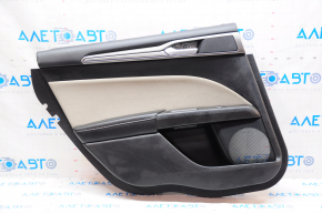 Door trim card rear left Ford Fusion mk5 17-20 black with beige insert cloth, armrest leather, molding gray structure, scratches, for cleaning