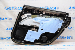 Door trim card rear left Ford Fusion mk5 17-20 black with beige insert cloth, armrest leather, molding gray structure, scratches, for cleaning