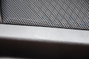 Door trim card rear right Ford Fusion mk5 17-20 black with beige insert cloth, armrest leather, molding gray structure, swollen leather, scratches, needs cleaning