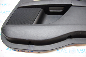 Door trim card rear right Ford Fusion mk5 17-20 black with beige insert cloth, armrest leather, molding gray structure, swollen leather, scratches, needs cleaning