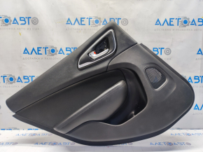 Door trim card rear left Chrysler 200 15-17 black with black insert cloth, armrest leather, black stitching, molding handle matte, scratches