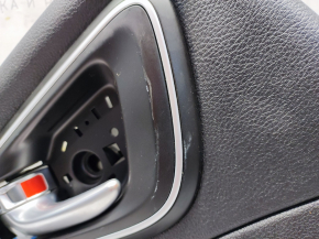 Door trim card rear left Chrysler 200 15-17 black with black insert cloth, armrest leather, black stitching, molding handle matte, scratches