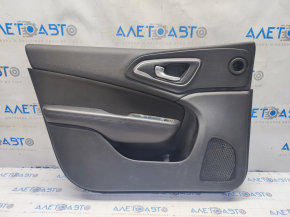 Door trim card front left Chrysler 200 15-17 black with black insert cloth, armrest leather, molding under wood black structure, scratches, for cleaning