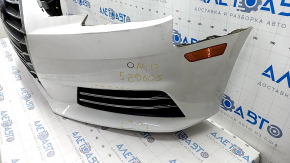 Front bumper assembly Audi A4 B9 17-19 without washers, for 4 parking sensors, white, pressed, broken fastenings