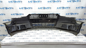 Front bumper assembly Audi A4 B9 17-19 without washers, for 4 parking sensors, white, pressed, broken fastenings