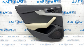 Door trim card rear left Audi A4 B9 17-19 black, beige armrest, aluminum trim, scratches, needs cleaning