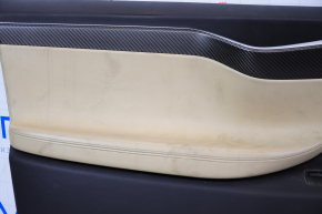 Door trim card front left Tesla Model X 16-21 beige+black, carbon molding, scratches, for dry cleaning