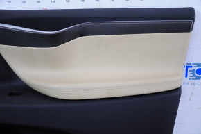 Door trim card front right Tesla Model X 16-21 beige+black, carbon molding for dry cleaning