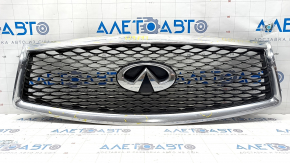 Radiator grill grill Infiniti Q50 14-17 with emblem, sand and pokes on chrome