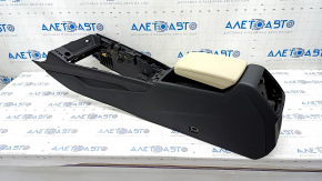 Console central armrest Audi A4 B9 17-19 black, leather, beige armrest, scratches, missing plugs