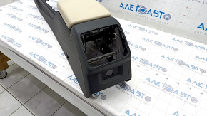 Console central armrest Audi A4 B9 17-19 black, leather, beige armrest, scratches, missing plugs
