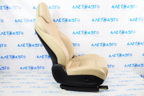 Passenger seat Tesla Model X 16-21 leather beige, with airbag, electric, heated, scratches, worn leather