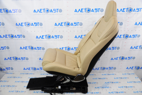 Back row of seats 2 row right Tesla Model X 16-21 leather beige, with airbag, electric, heated, scratches, needs cleaning, torn carpet