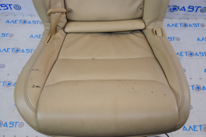 Back row of seats 2 row right Tesla Model X 16-21 leather beige, with airbag, electric, heated, scratches, needs cleaning, torn carpet
