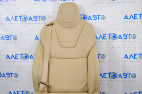 Back row of seats 2 row right Tesla Model X 16-21 leather beige, with airbag, electric, heated, scratches, needs cleaning, torn carpet
