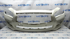Bare front bumper Infiniti Q50 14-17 without radar, white, broken fasteners, worn