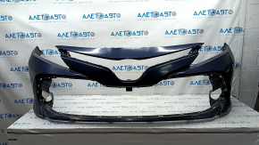 Front bumper bare Toyota Camry v70 18-20 LE\XLE without parking sensor, blue, pressed, scratches