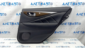 Door trim card rear right Infiniti Q50 14- black, wood trim, leather insert black, scratches