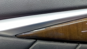Door trim card front left Infiniti Q50 14- black, wood trim, leather insert black, scratches