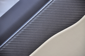 Door trim card rear left Tesla Model X 16-21 beige+black, carbon molding, scratches on molding