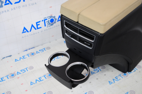Central console armrest and cup holders Tesla Model X 16-21 leather black, beige armrest, carbon, scratches