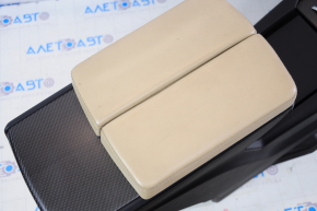 Central console armrest and cup holders Tesla Model X 16-21 leather black, beige armrest, carbon, scratches