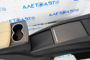 Central console armrest and cup holders Tesla Model X 16-21 leather black, beige armrest, carbon, scratches