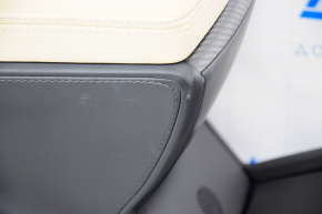 Central console armrest and cup holders Tesla Model X 16-21 leather black, beige armrest, carbon, scratches