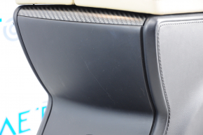 Central console armrest and cup holders Tesla Model X 16-21 leather black, beige armrest, carbon, scratches