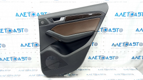 Door trim card rear right Audi Q5 8R 09-17 black with brown insert leather, molding under wood, scratches