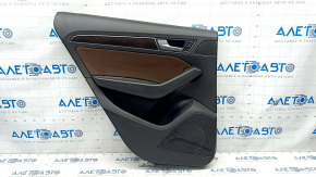 Door trim card rear left Audi Q5 8R 09-17 black with brown insert leather, molding under wood, scratches