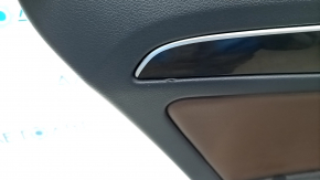 Door trim card rear left Audi Q5 8R 09-17 black with brown insert leather, molding under wood, scratches