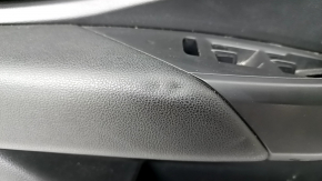 Door trim card front left VW Jetta 19- black with black insert leather, armrest leather, molding gray, insert black gloss, dents on leather