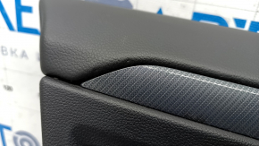 Door trim card front left VW Jetta 19- black with black insert leather, armrest leather, molding gray, insert black gloss, dents on leather