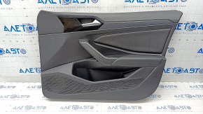 Door trim card front right VW Jetta 19- black with black insert leather, armrest leather, molding gray, insert black gloss