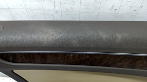 Door trim card front left Audi A4 B8 13-16 rest, brown with beige insert leather, armrest leather, molding under the tree structure, sedan, scratches, broken fasteners, cracks in the armrest
