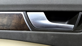 Door trim card front left Audi A4 B8 13-16 rest, brown with beige insert leather, armrest leather, molding under the tree structure, sedan, scratches, broken fasteners, cracks in the armrest