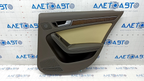 Door trim card rear right Audi A4 B8 13-16 rest, brown with beige insert leather, armrest leather, molding under the tree structure, sedan, scratches
