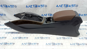 Central console armrest and cup holders Audi Q5 8R 09-17 black, wood insert, scratches