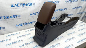 Central console armrest and cup holders Audi Q5 8R 09-17 black, wood insert, scratches