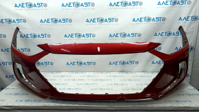 Front bumper bare Hyundai Elantra AD 17-18 pre-rest, red, cracks, break, crease, pressed, scratches